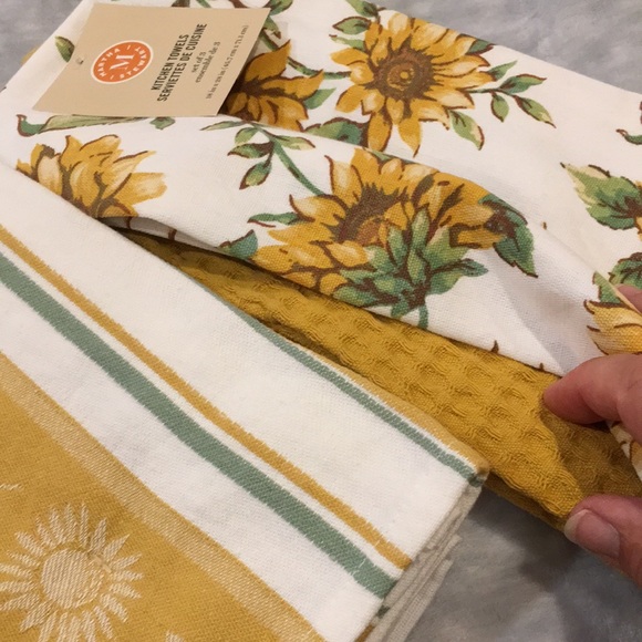 Martha Stewart Sunflower Kitchen Towels Set of 3 NWT Cotton 18x28” - Picture 16 of 16